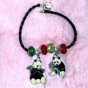 Panda Charm Rope Bracelet with Colorful Beads